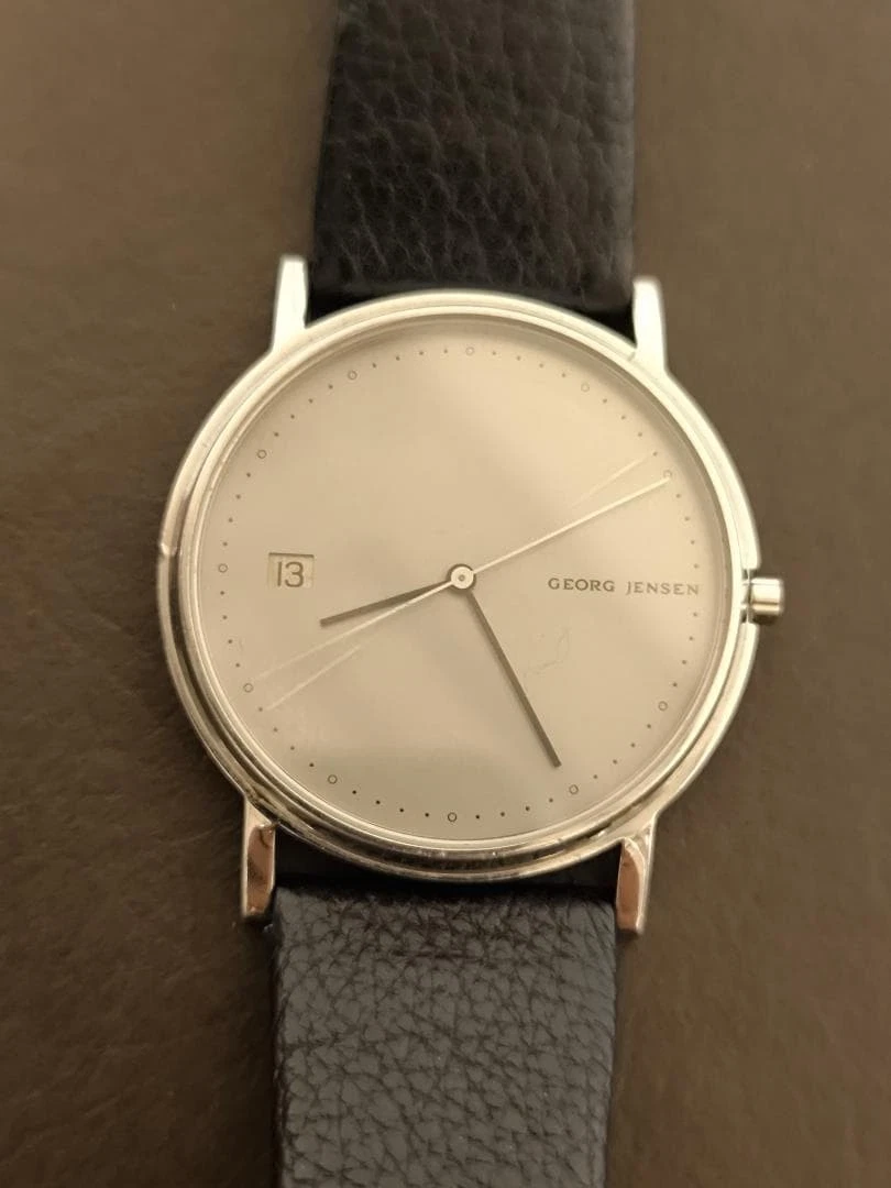 Georg Jensen Watch 345 Jorgen Moller Gray Dial Quartz Denmark Non 