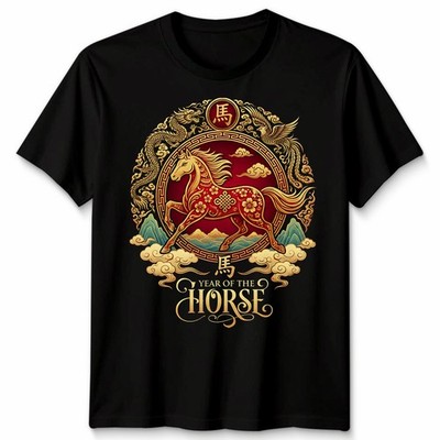 Ebay Uk Fashion Women S Clothing 2026.Lunar Chinese New Year 2026 Year of The Horse Men Women T Shirt Red ...