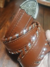Fisher Top grain Leather Belt w/ Metal Woven Into. Size 32 W Alpaca Mexico End