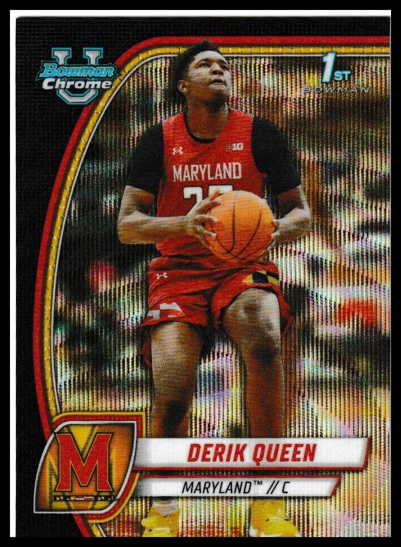 2024-25 Bowman University Chrome #19 Derik Queen Black Wave Refractor