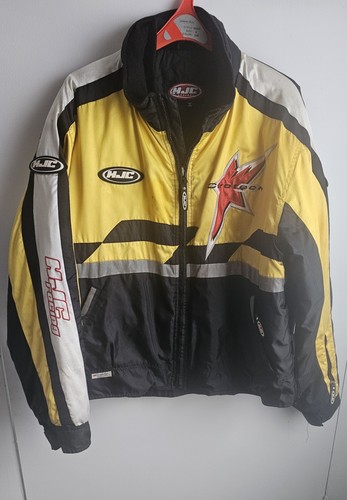 HJC AVS Snow Snowmobile Racing Cirotech Yellow Puffy Ski Jacket Coat Mens Medium