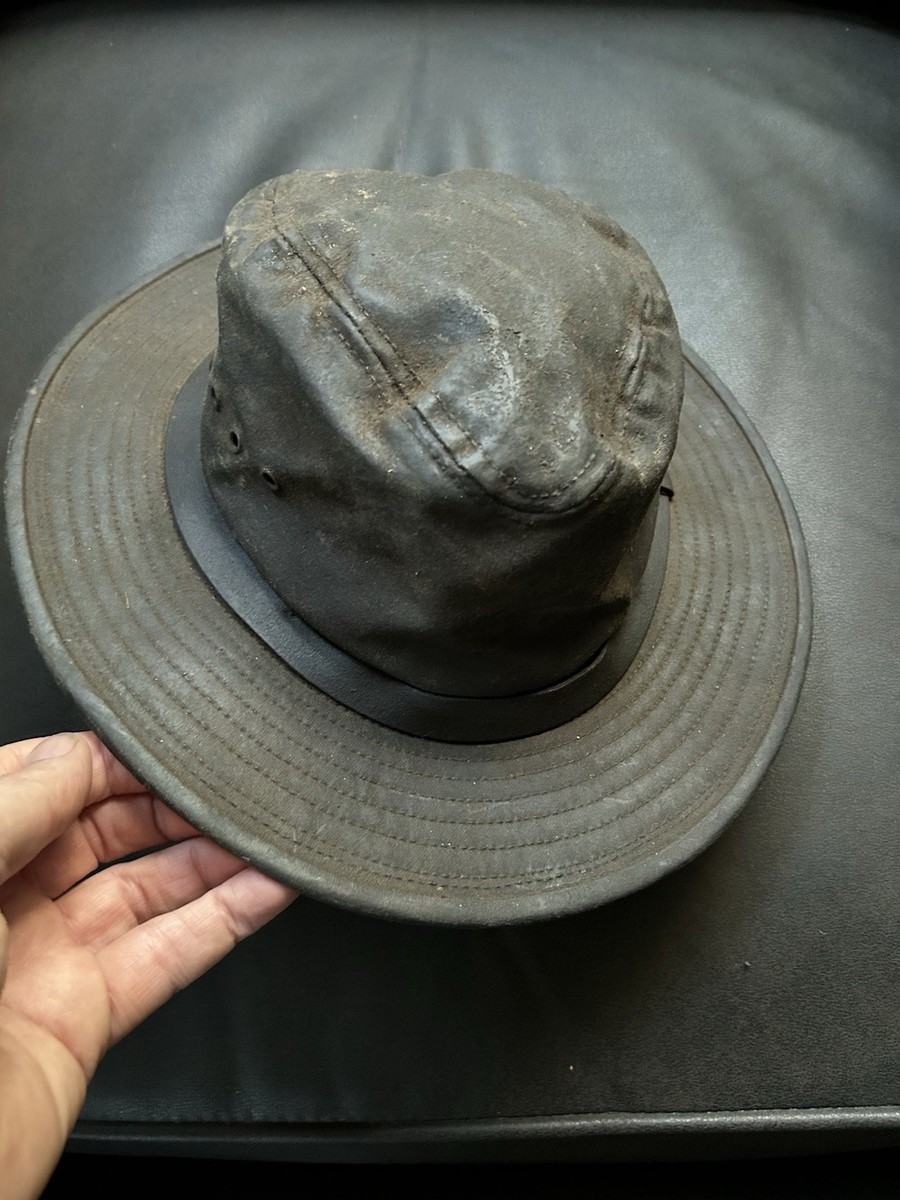 🔥 c.1965 Vintage patina Filson Bush Hat Tin Cloth  Full Brim Medium View 5