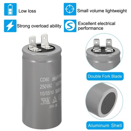 CD60 Run Capacitor 300Uf/Mfd 250V 15% Tolerance 50/60Hz Motor Starting Capacito - Picture 4 of 5