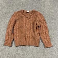 Milky Cable Knit Jumper Unisex Kids 5 Brown Wool Blend Crew Neck Pullover Winter
