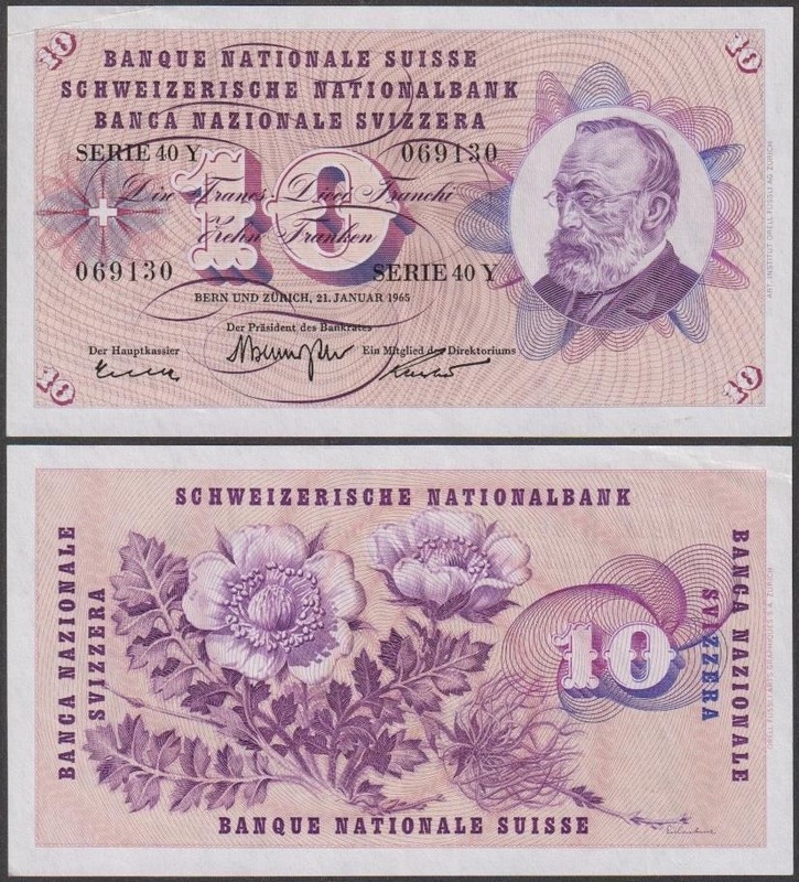 Switzerland, 10 Franken, 1965, VF-XF, P-45