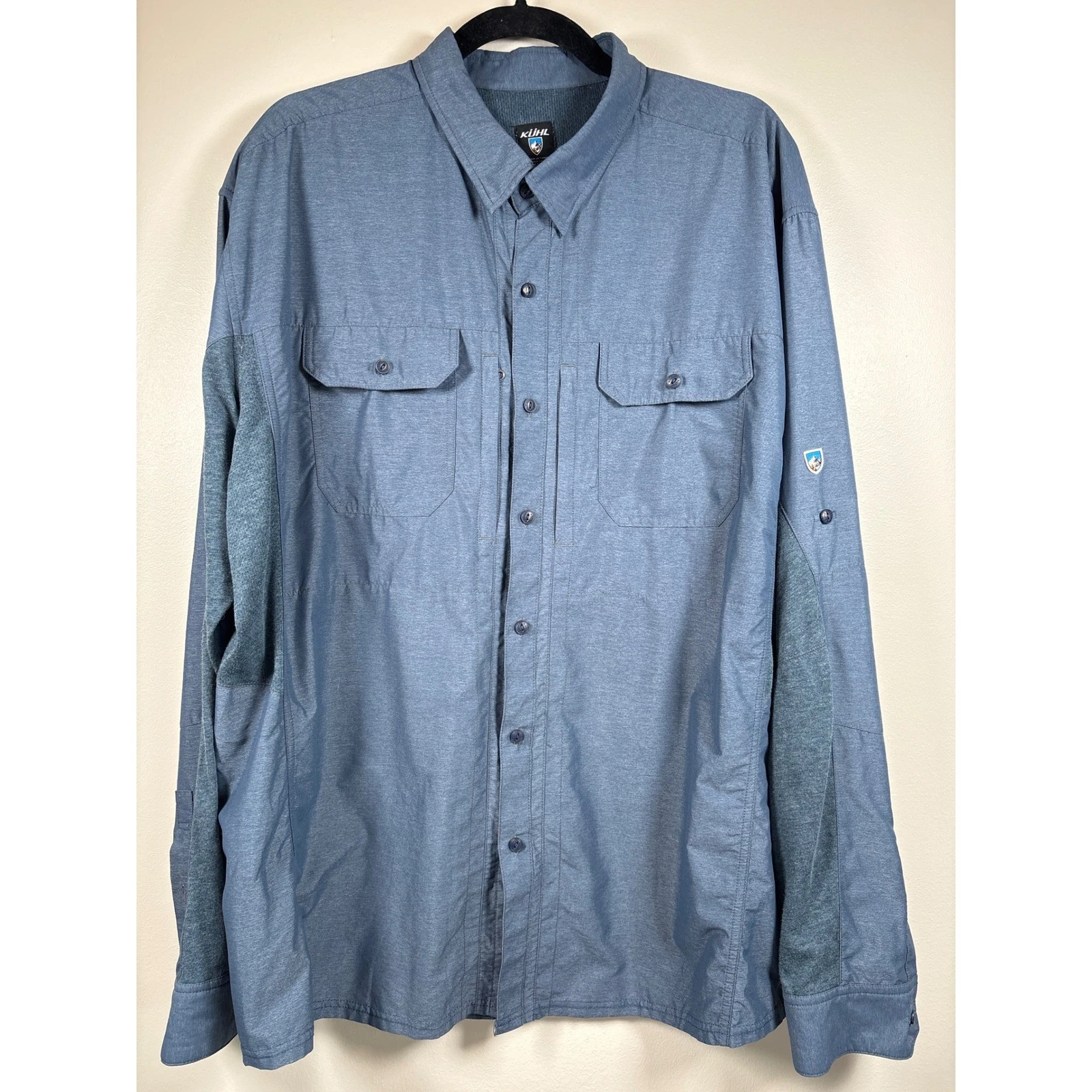 Kuhl Mens XXL Blue Long Sleeve Technical Hiking Shirt Vented Zip Pockets Fishing
Opens in a new wind