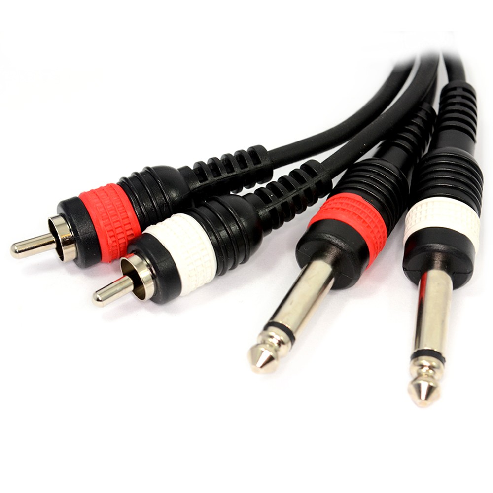 6.35mm 2 x Mono Jack Plug to 2 x Phono Plugs Cable Lead
