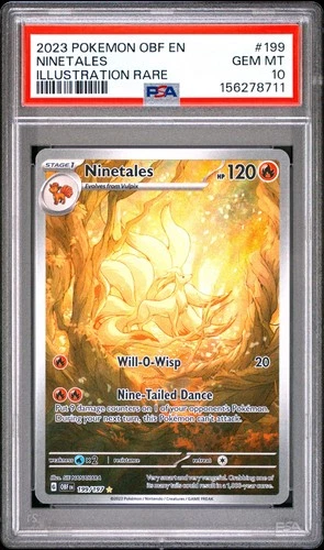 PSA 10 Ninetales 199/197 Pokemon SV03: Obsidian Flames Illustration Rare 2023