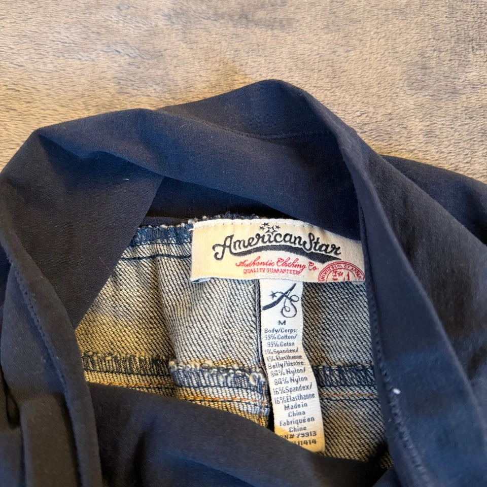 Pantalones Cortos de Jean American Star Maternity Denim Sobre Panel Vientre Culottes Para Mujer M Foto 2 de 4