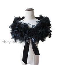 Real Ostrich Feather Fur Shrug Shawl Bride Wedding Cape Fluffy Party Accessories