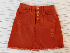 Old Navy Kids Girls Size Large 10-12 Buttons Fryed Hem Distressed Denim Skirt