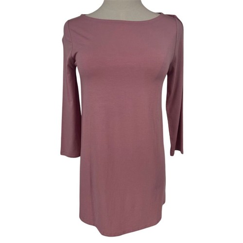 NWT Eileen Fisher Women's 2XS Pink Tunic Shirt Boat Neck 3/4 Sleeve