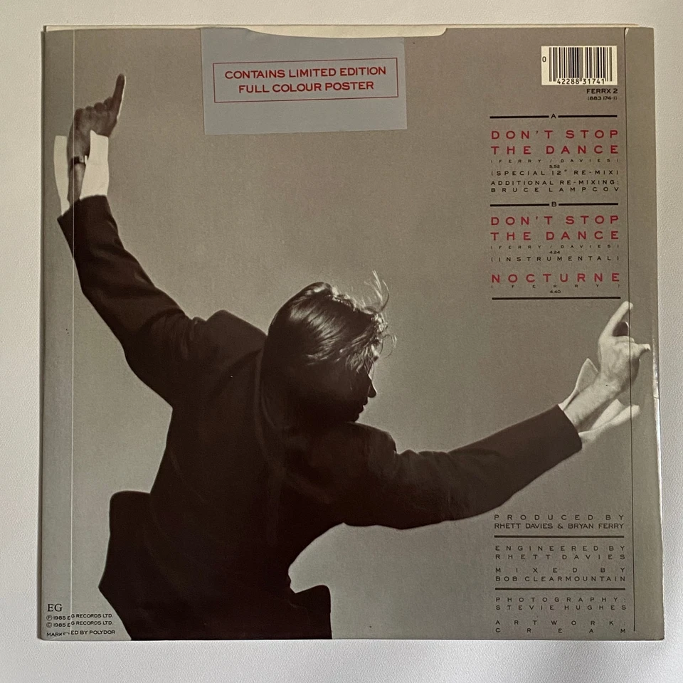 Bryan Ferry - Don't Stop The Dance UK 12", Ltd  359564605 NM/NM W/ POSTER - Image 2 of 4