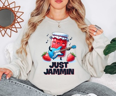 Just Jammin Damen Sweatshirt Strawberry Jamming Musician