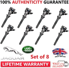 x8 OEM JAGUAR Ignition Coils For 2014-2020 Land Rover V6 V8, DX23-12A366-AC