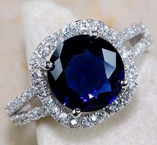 3CT Treated Blue Sapphire 925 Sterling Silver Ring Sz 7 MK1-6