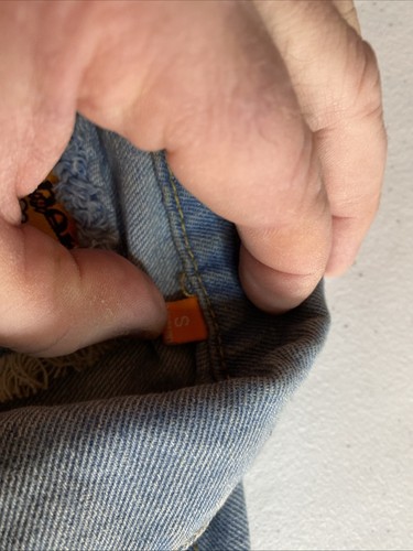 Chaleco de mezclilla azul sin mangas con bolsillo rasgado desgastado de papel de liar chaqueta pequeña - Imagen 5 de 15