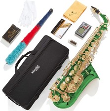 Mendini By Cecilio Eb Alto Saxophone - Case, Tuner, Mouthpiece, 10 Reeds, Green