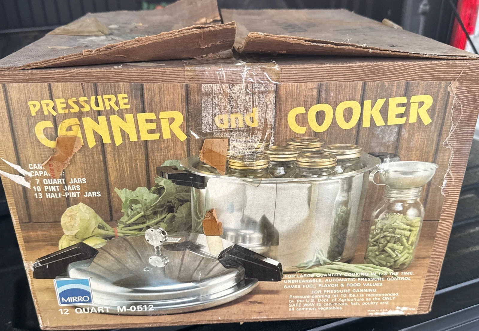 Vintage Mirro M-0512 12 Qt Aluminum Pressure Cooker Canner w/ Box & Parts USA