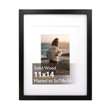 11x14 Picture Frame, Black Solid Wood Frame with Acrylic Plexiglass for Pictu...