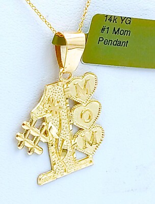 #1 MOM ANHÄNGER 14K MASSIV GELBGOLD - kostenloser Versand - Made in USA