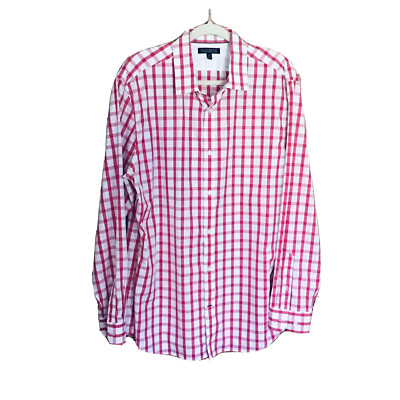 Banana Republic Non-Iron Tailored Slim Fit Shirt Men XL Pink Checked Long  Sleeve