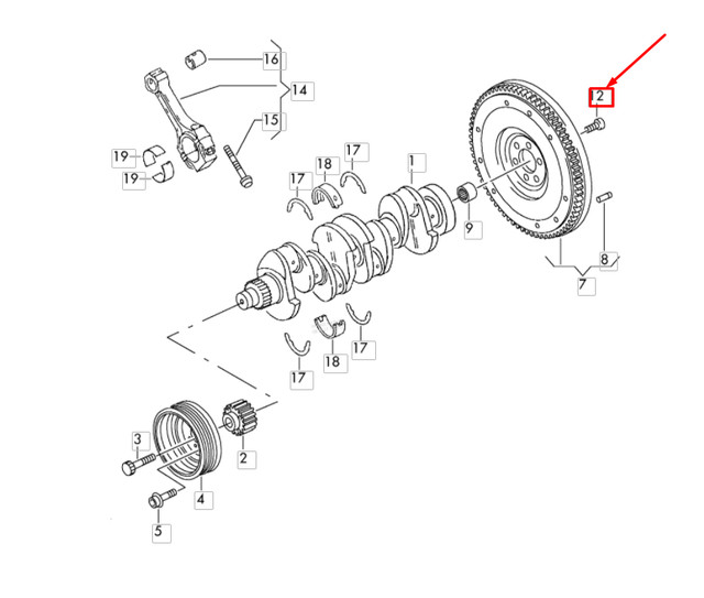 GENUINE AUDI VW FLYWHEEL BOLT SET (SET OF 6) N 90665001 N90665001 for