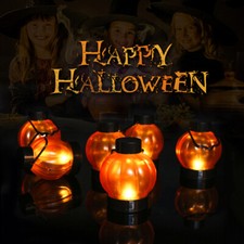 12Pcs Halloween Flameless Flicker Candle Pumpkin LED Tea Light Party Fall Decor