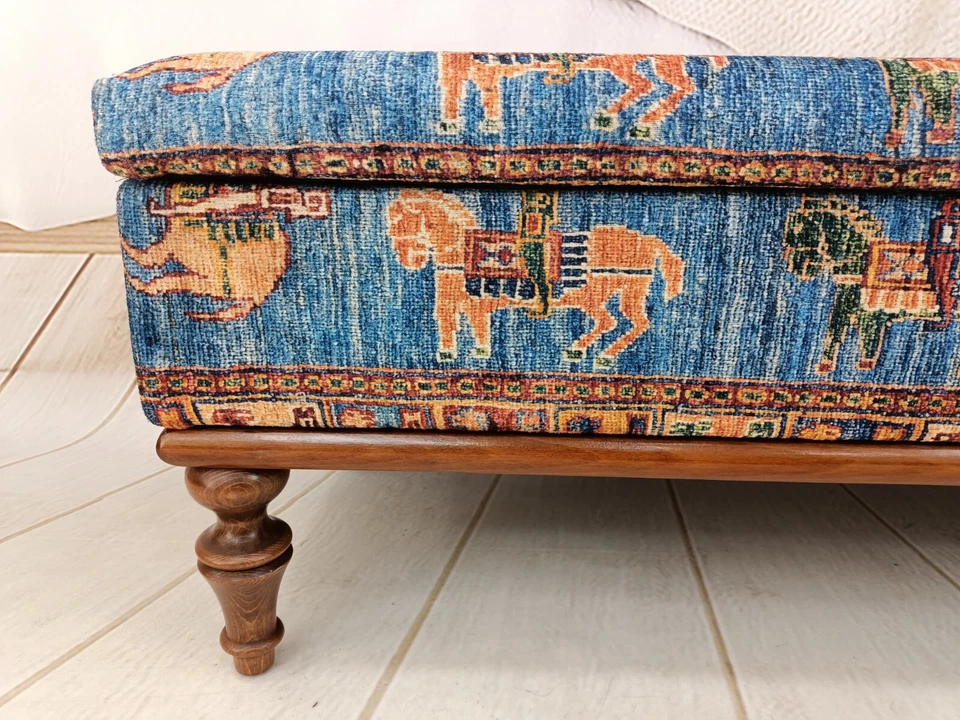 Handmade furniture, Hidden storage, Ottoman bench, Bohemian bench, Footstool - Image 3 of 4