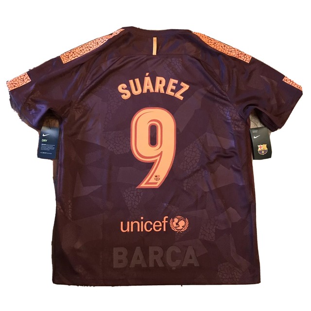 2017/18 Barcelona Third 3rd Jersey #9 Suarez XL Nike Soccer BLAUGRANA NEW | eBay