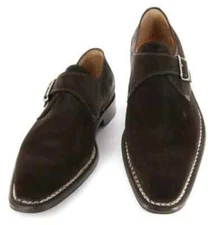 New Pure Handmade Suede Brown Monk Strap Shoes for Men’s
