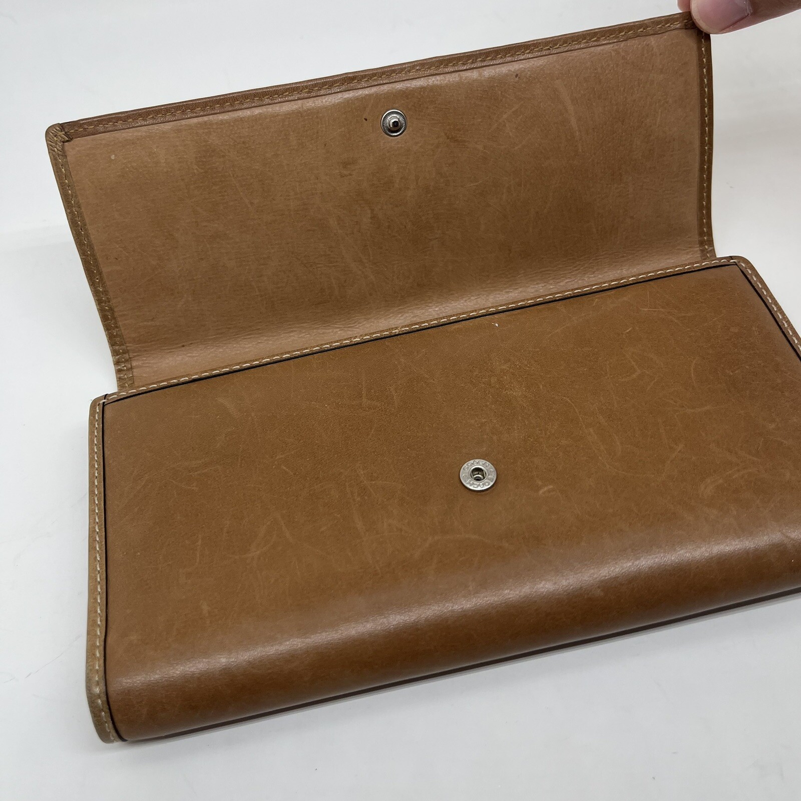 Coach Natural Tan Leather Trifold Vintage Wallet Leat… Gem