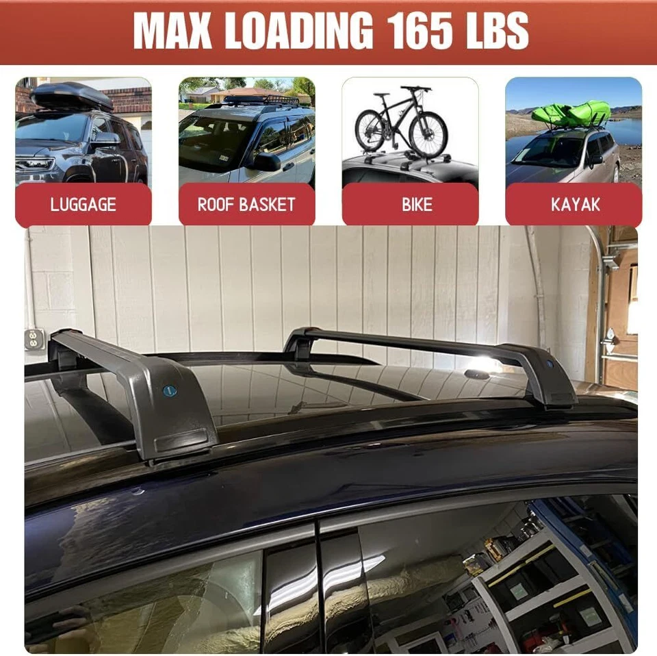 4PCS Roof Rack Rails Cross Bars For 2013-2021 Mitsubishi Outlander Side Rails - Image 3 of 4