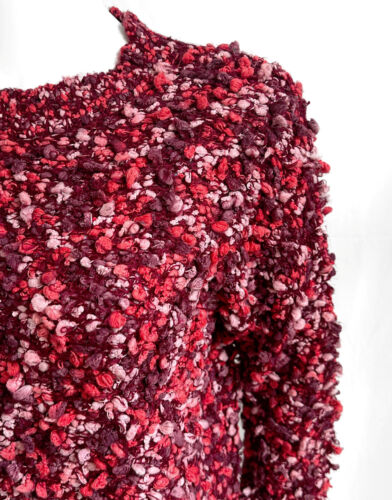 TOPSHOP RED HAND CROCHET KNIT MULTI STITCH PEBBLE BOBBLES POMPOMS JUMPER SWEATER - Picture 15 of 24