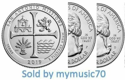 2019 P & D San Antonio Missions Nat. Hist. National Park Quarter 25c  Texas (TX)