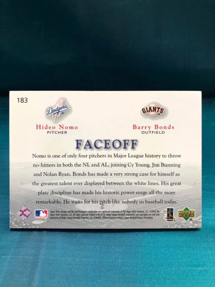 2003 Upper Deck Game Face #183 Hideo Nomo / Barry Bonds LA Dodgers SF Giants - Image 2 of 2