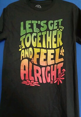 Bob Marley T Shirt Mens S Lets Get Together And Feel Alright Unisex 