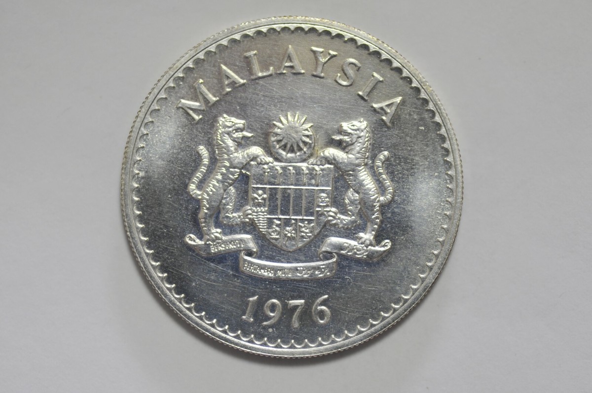 1977年 マレーシア 25リンギット 大型銀貨 本物保証♪ Malaysia 1976 25 Ringgit 