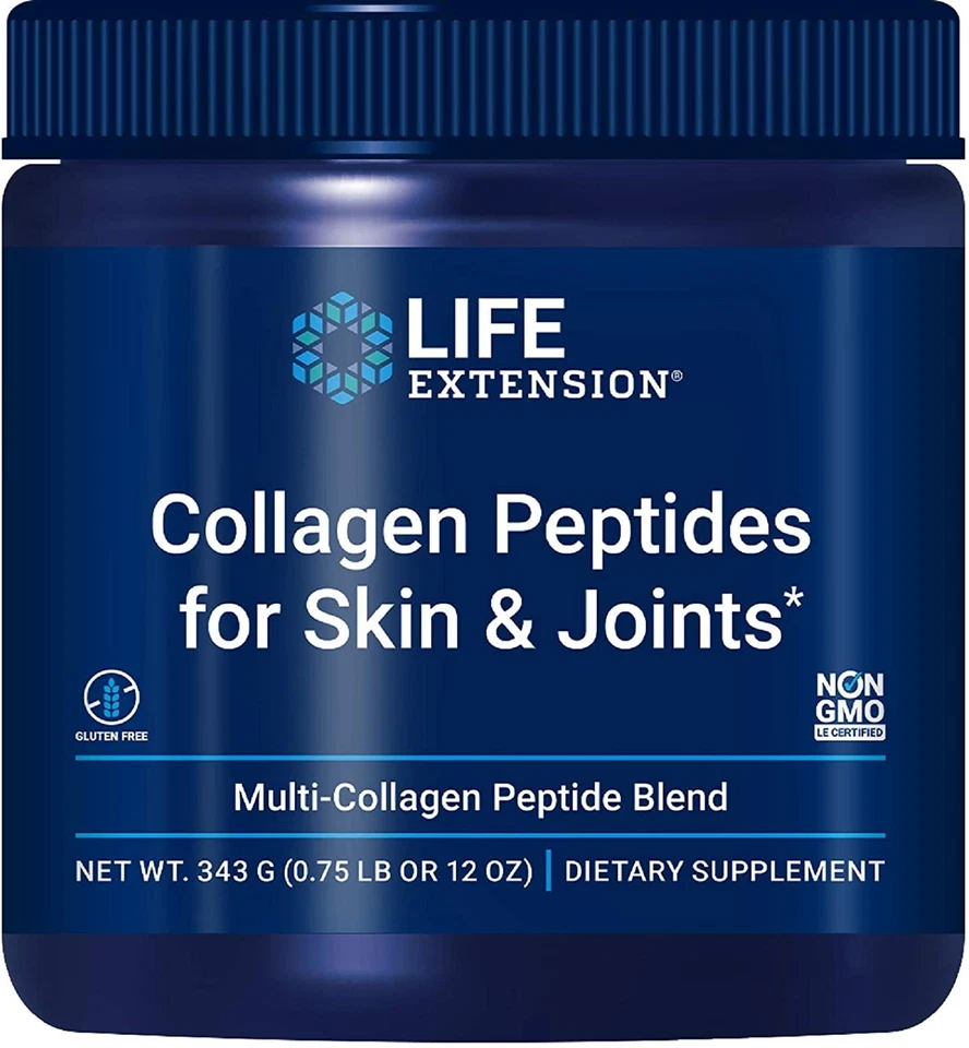 Péptidos de colágeno Life Extension para piel y articulaciones tipo I, II y III 12 OZ paquete de 2 Foto 2 de 4