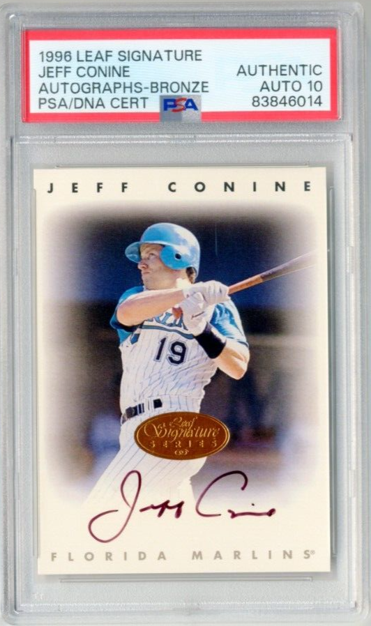 JEFF CONINE 1996 LEAF SIGNATURE SERIES FLORIDA MARLINS BRONZE  AUTO PSA 10