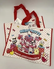 Sanrio Characters Hello Kitty SHOPPING TOTE BAG 50th Anniversary Daiso LOT OF 2.