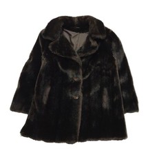 Astraka 80s Vintage Brown Faux Fur Button Coat Women's Size 18