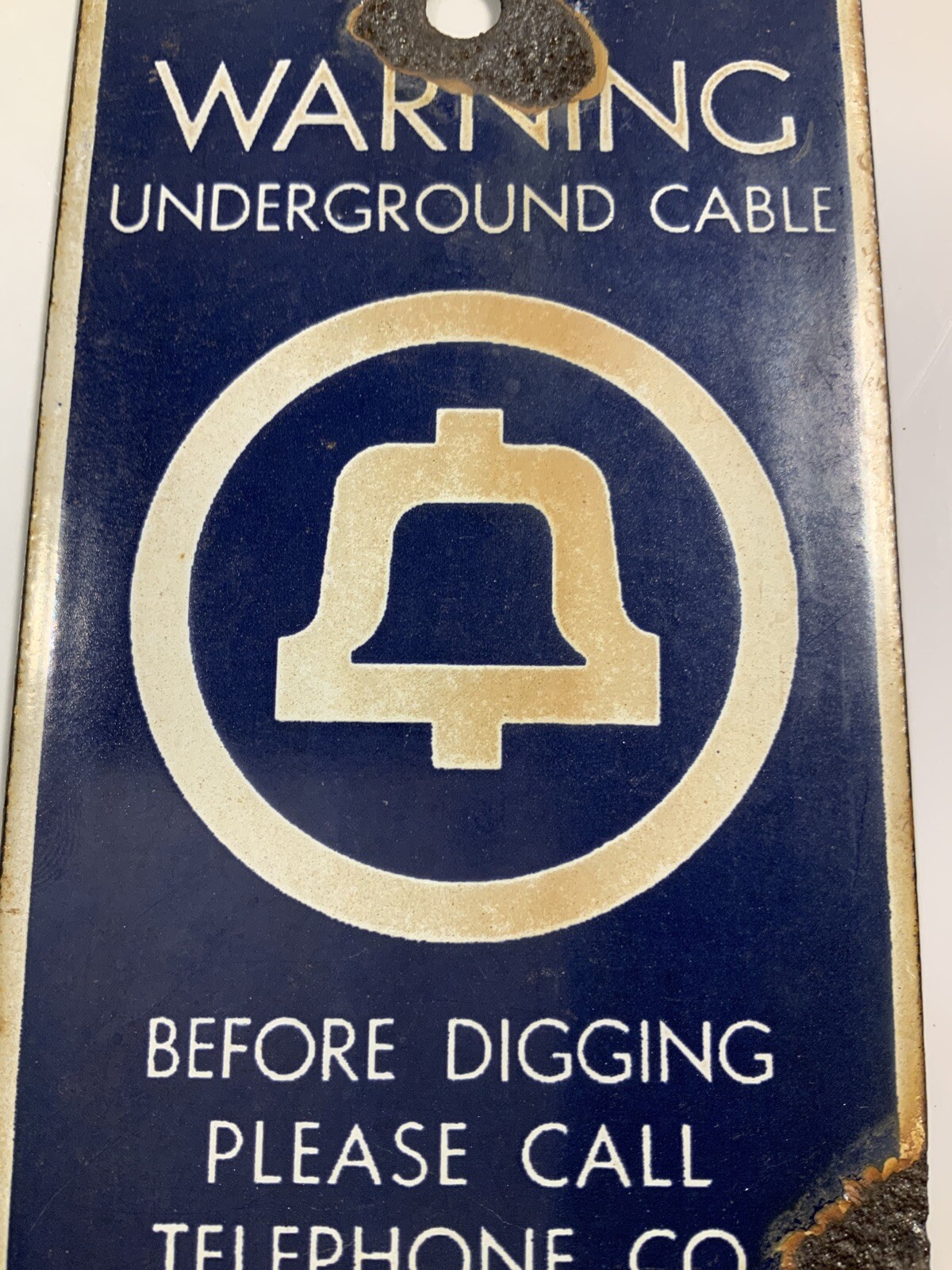 Vintage Bell System Warning Underground Cable Porcelain Coated Steel ...