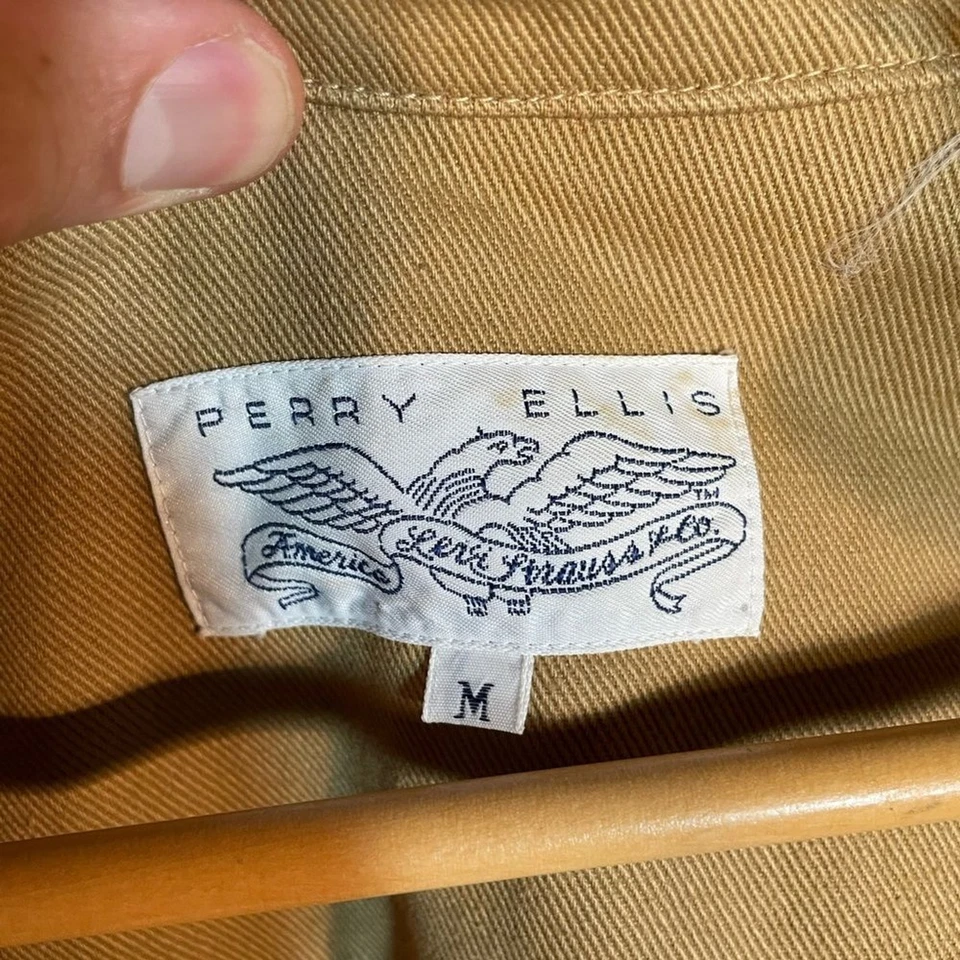VTG 90s Perry Ellis/Levis Strauss Mens Brown Light Barn Jacket Medium - Image 4 of 4