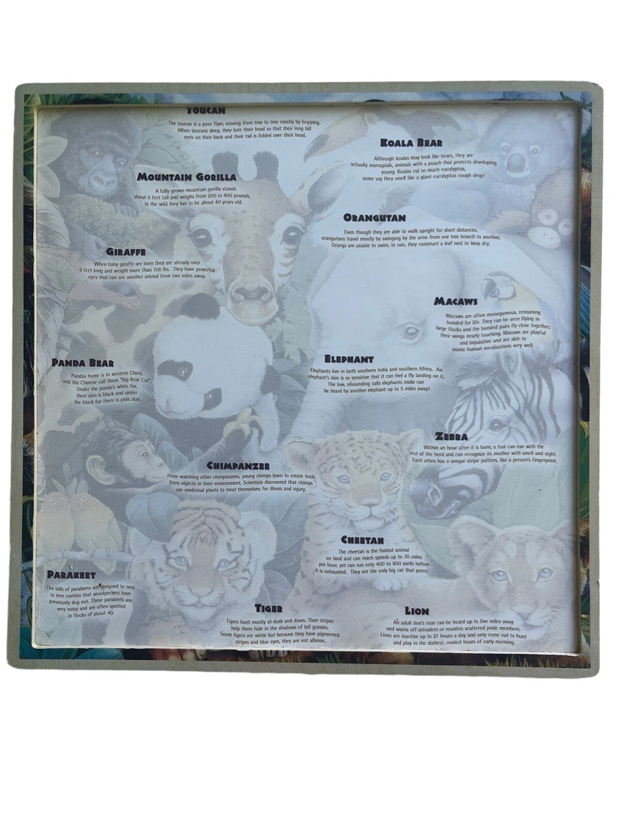 Jungle Friends Kids Puzzle Animal 48 Pcs Masterpiece Wood Jigsaw Fun Facts Board