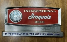 Rare Vintage Iroquois Beer Beverage Co. Buffalo NY Sign IBI Register Topper