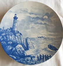 assiette de collection ancienne Villeroy & Boch "naufrage" bleu 3189
