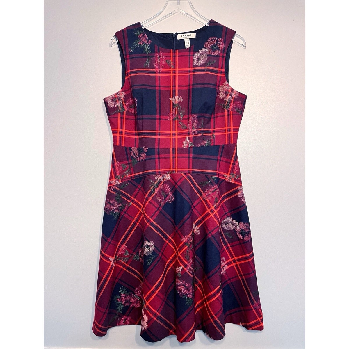 blue and red color combination dress Lands End Canvas Plaid Embroidered A Line Size 12 royal blue and red outfits