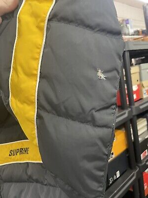 Supreme Stripe Panel Down Jacket Size L Black & Yellow Used READ