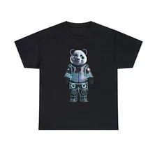 Unisex Adult Graphic T Shirt: Futuristic Panda Fashion Tee LED Festival Animal